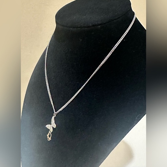 Dior Necklace Butterfly Pendant Logo Initials CD Gold Crystals - Picture 6 of 10